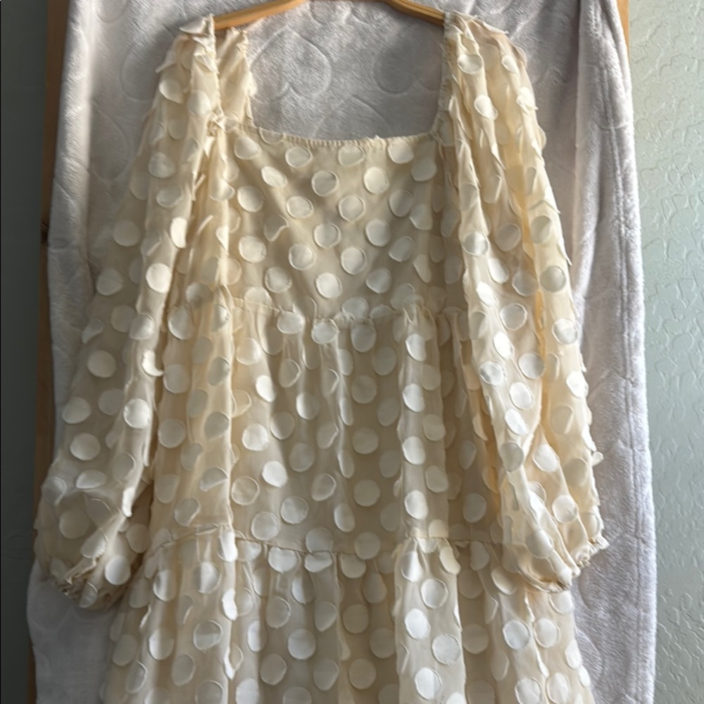 Elegant Cream Polka Dot Dress
